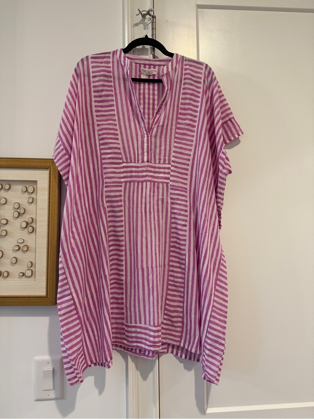 Emerson Fry India Collection Pink Stripe Short Caftan One Size